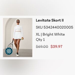 White Athletica Tennis Skort.